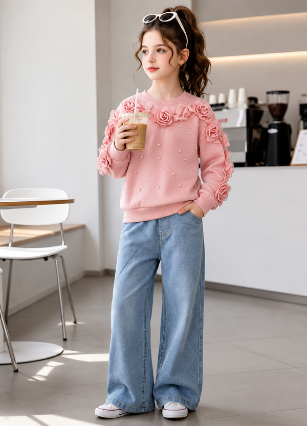 Wide-Leg Denim Set