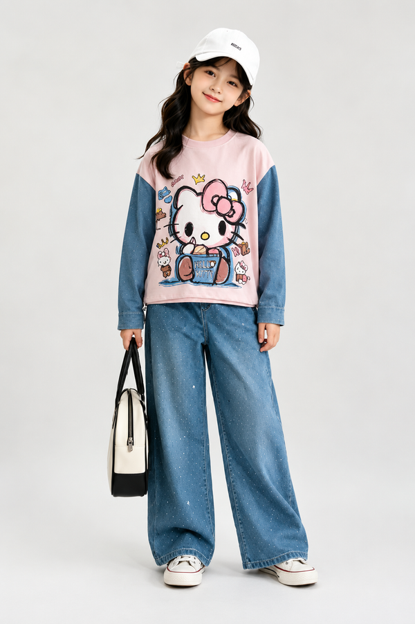 Wide-Leg Denim Set